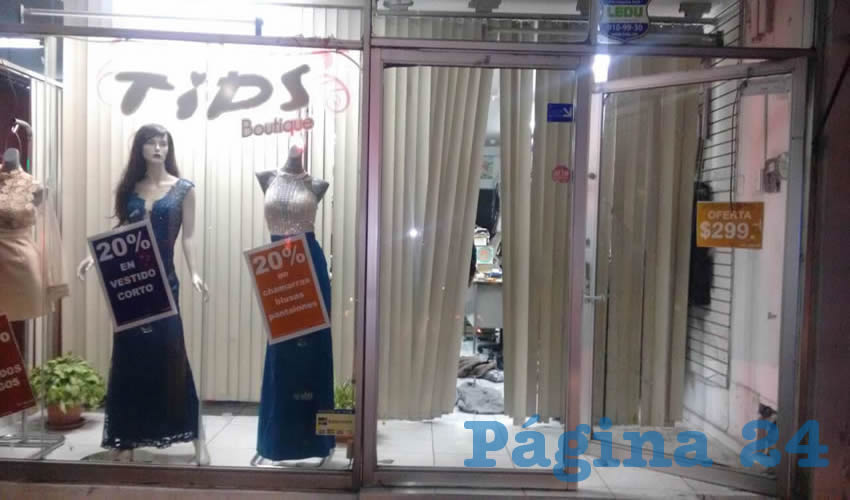 La tienda Tips Boutique, robada la medianoche de ayer