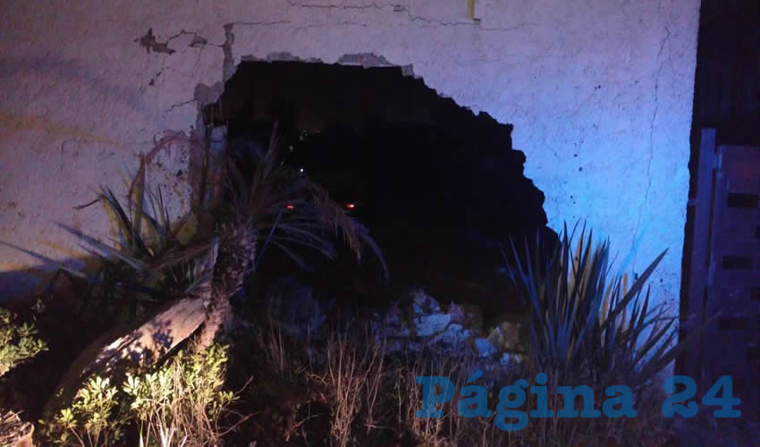 La horadación en una pared que provocó el cafre Alejandro González González