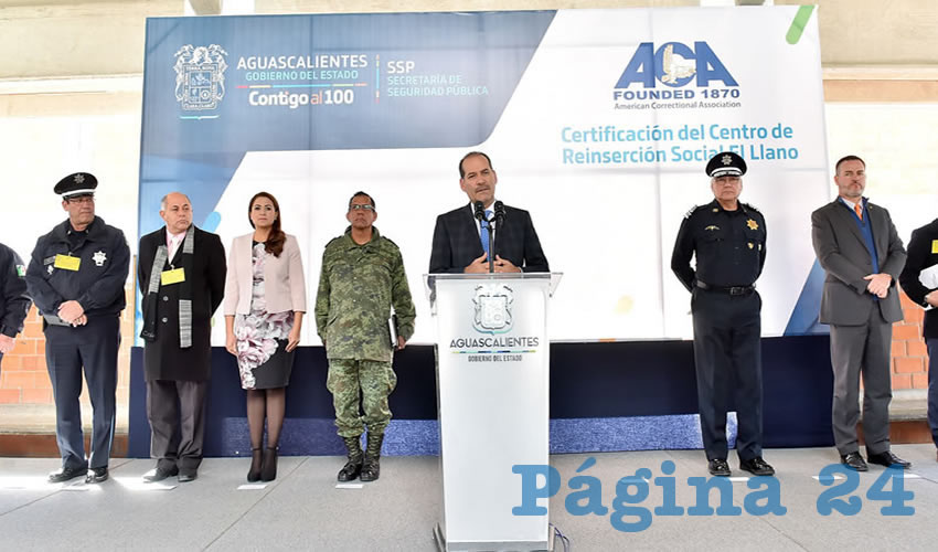 En conferencia de prensa, el gobernador del Estado, Martín Orozco Sandoval, presentó la certificación otorgada al Centro de Reinserción Social (Cereso) de El Llano