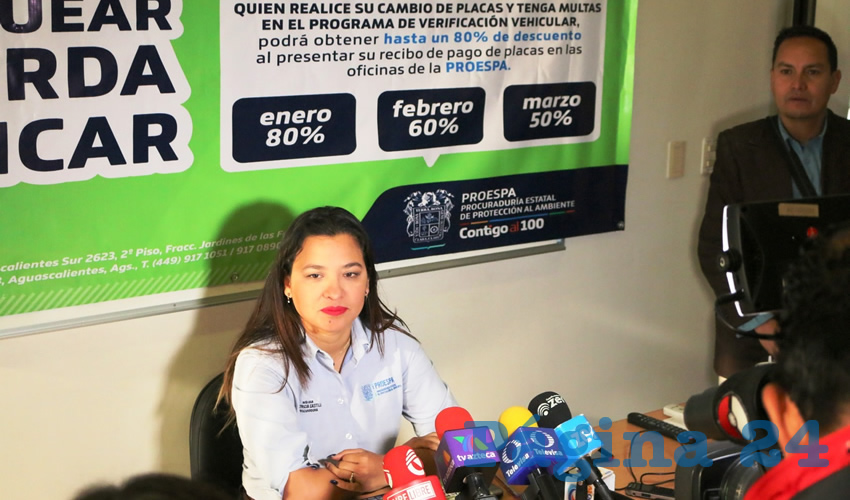 La titular de la Procuraduría Estatal de Protección al Ambiente (Proespa), Ofelia Castillo Díaz, presentó en rueda de prensa el plan de descuentos