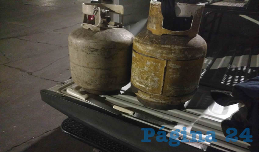 Los tanques de gas que hurtó Miguel Ángel “N” “N”
