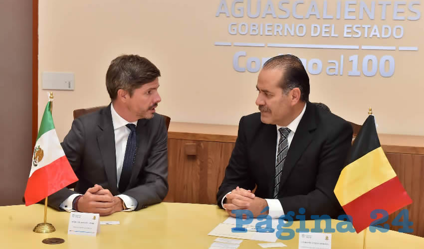 El gobernador del Estado, Martín Orozco Sandoval recibió en su despacho a Antoine Evrard, embajador de Bélgica en México