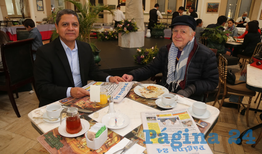 En el restaurante del Hotel Gran Alameda compartieron el primer alimento del día Carlos Leyva Rincón y José Antonio Treviño