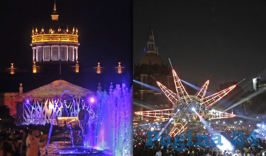 A partir de anoche inició el espectáculo GDLUZ, en donde se espera la visita de más de 800 mil personas, quienes disfrutaron de música, luces y fuegos pirotécnicos en los edificios más representativos del centro, como la Catedral Metropolitana, el Teatro Degollado y el Instituto Cultural Cabañas/Fotos: Cuartoscuro