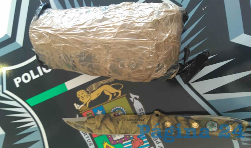 Los más de 300 gramos de mariguana y el cuchillo