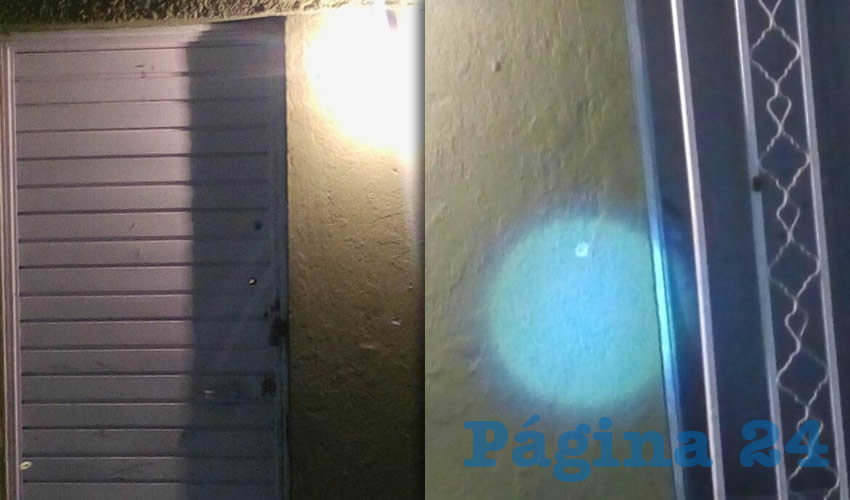 Aspecto de los balazos en la fachada del domicilio