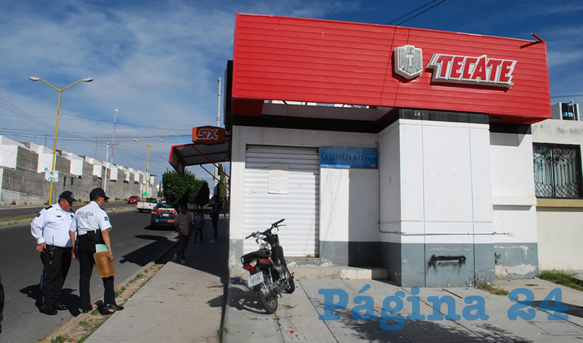La motocicleta que tripulaba el hoy occiso y la cervecería Six