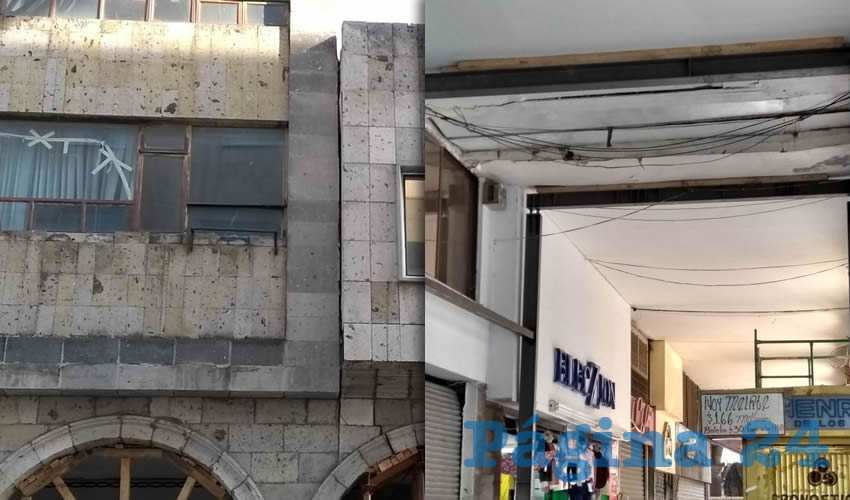 Ya se realizan los peritajes correspondientes para determinar las causas de las grietas que aparecieron en varios negocios de la zona centro de Guadalajara; en caso de que sea por la construcción de la línea 3 del tren, se aseguró que se cubrirán los gastos de reparación/Fotos: Francisco Andalón López