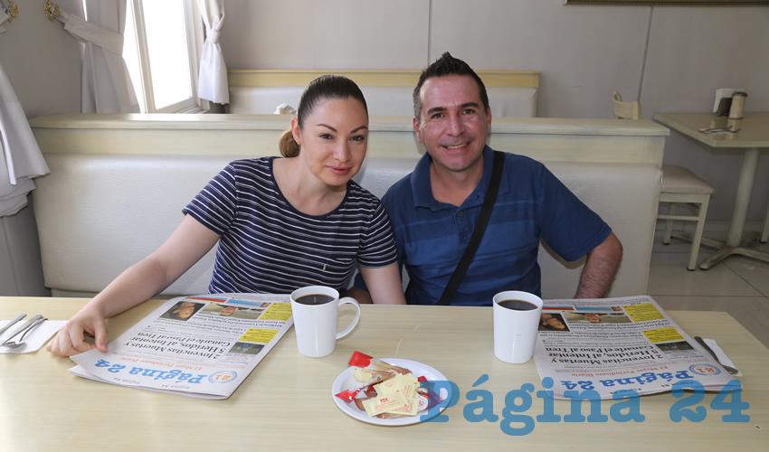 Compartieron el pan y la sal en el restaurante Del Centro Beatriz Ortega Mac&iacute;as y Guillermo Ramos Mart&iacute;nez, que nos visitan de Le&oacute;n
