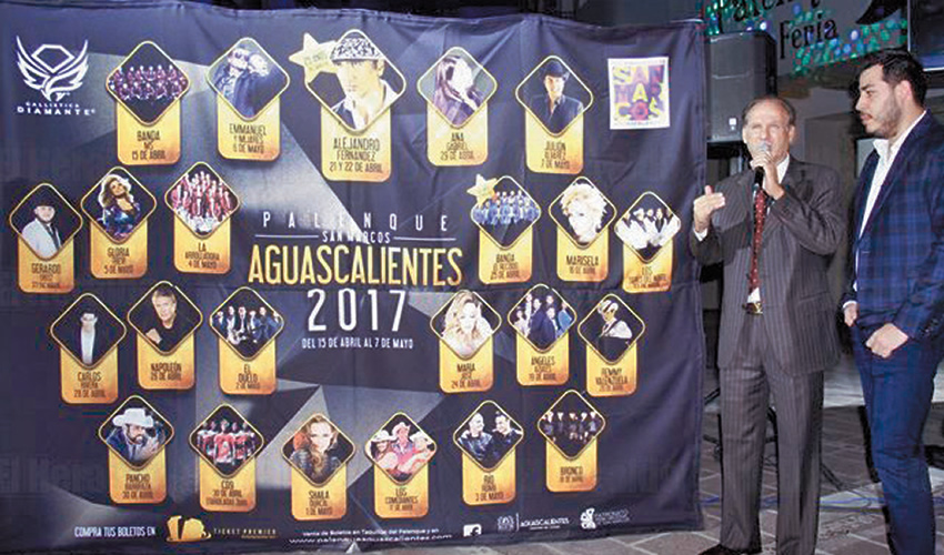 Los “socios” Eduardo Roberto Muñoz González y Jesús “Chucho” Pérez Alvear en la presentación del Palenque Aguascalientes 2017