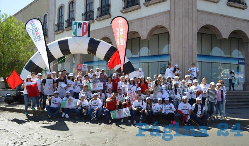 Dirigentes del PRI y el coordinador general de la Campaña en Aguascalientes de José Antonio Meade, Miguel Romo Medina, encabezaron las acciones