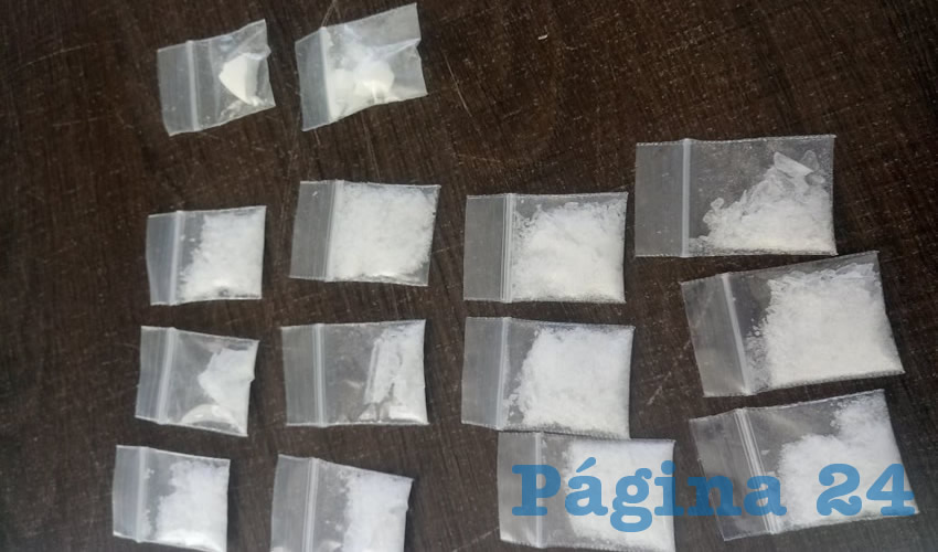 Las bolsas con “crystal” decomisadas a María Fernanda y Luis Antonio
