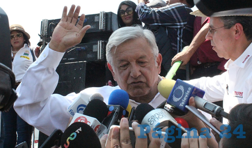 Andrés Manuel López Obrador, candidato a Presidente de la República, por Morena: “Que participen los candidatos, y que sean los ciudadanos el primero de julio, los que coloquen a cada quien en su lugar; nosotros estamos tranquilos porque sabemos que vamos a ganar, estamos arriba en las encuestas, ya estamos más de 20 puntos arriba en las encuestas”. (Foto: Merari Martínez)