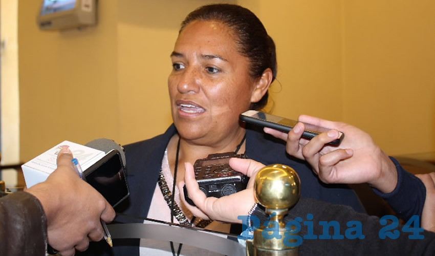Maura Elena López Aguilar, dirigente del Movimiento Democrático Magisterial de Zacatecas Sección 34: “Como movimiento magisterial no podemos apoyar a uno u otro partido, porque dentro del gremio hay infinidad de voces”. (Foto: Merari Martínez Castro)