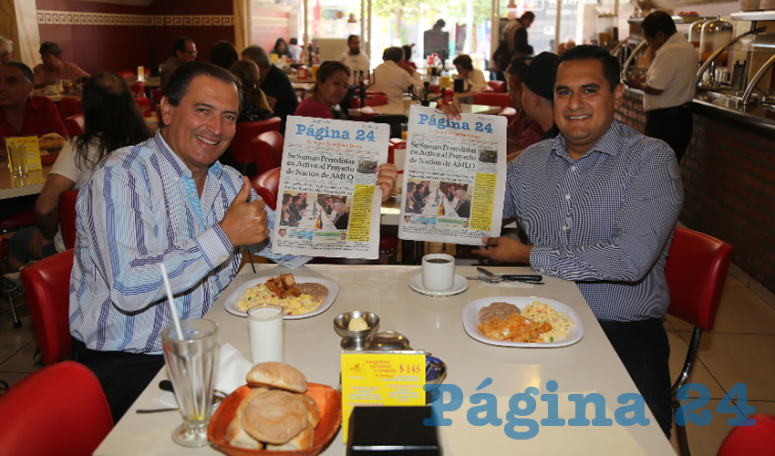 En el restaurante Mitla almorzaron Luis Armando Reynoso Femat, exgobernador de Aguascalientes; y José Antonio Valdez López