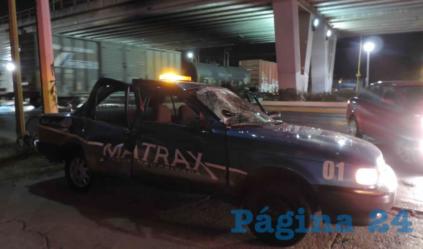 El veh&iacute;culo de la empresa de seguridad privada Matrax