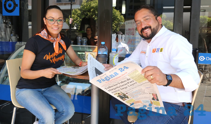 En Caf&eacute; Punta del Cielo departieron Selene G&oacute;mez D&iacute;az y Fernando Lespron