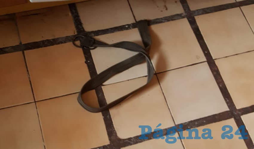 El cintur&oacute;n que utiliz&oacute; el joven para suicidarse