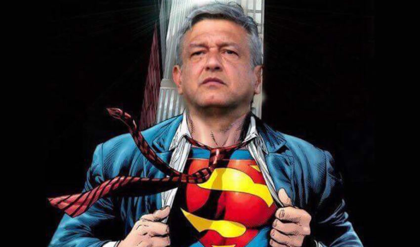 Andrés Manuel López Obrador ... lo visten de Superman...