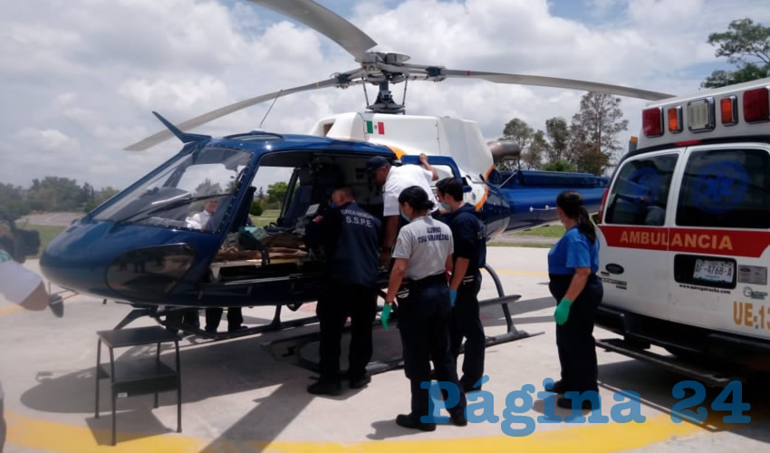 La v&iacute;ctima fue llevada a Guadalajara en el helic&oacute;ptero &Aacute;guila 1