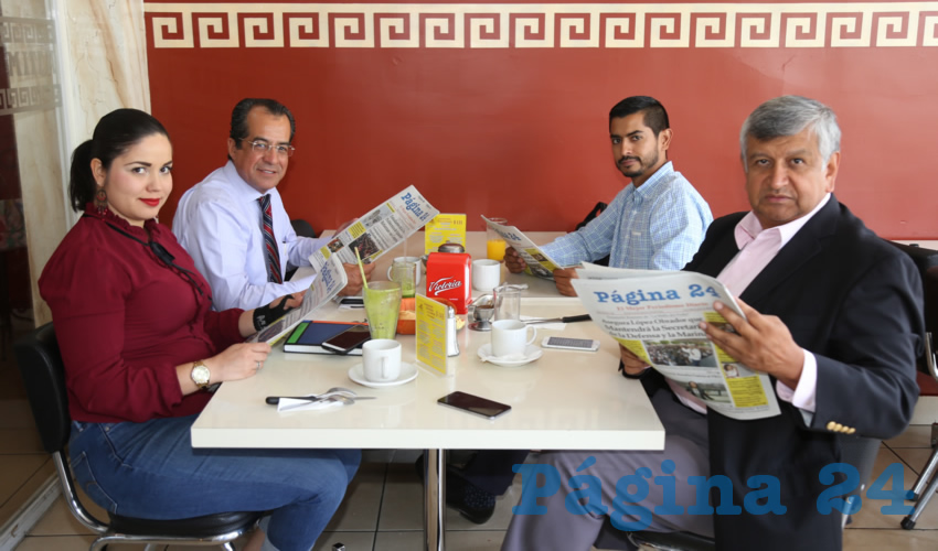 En el restaurante Mitla almorzaron Luz María García Hernández, Francisco Martínez Delgado, diputado local; Víctor Hugo Bernal González y Gilberto Carlos Ornelas