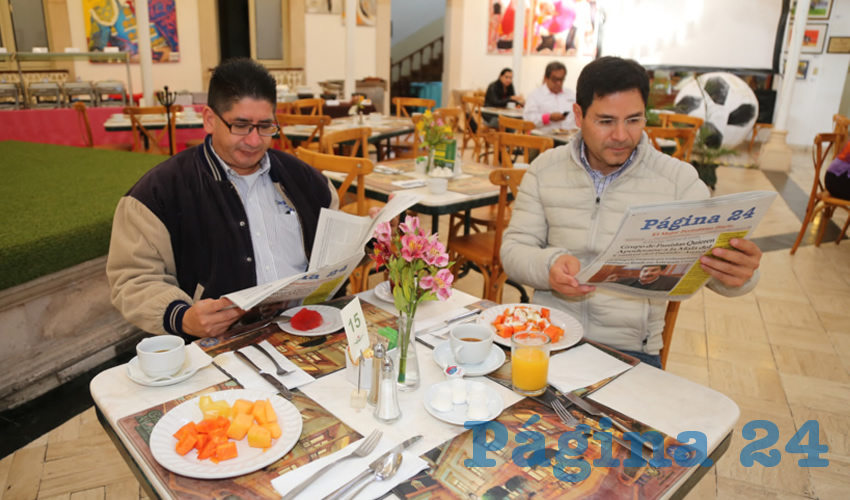 En el restaurante del Gran Hotel Alameda almorzaron Alejandro Solís Reynoso y Paulo Galván Castro
