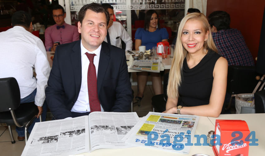 En el restaurante Mitla desayunaron Jacobo Pompo Garc&iacute;a, presidente de GYLF Santander Spain; y Giorgiana Mart&iacute;nez Garnelo y Calvo, coordinadora general de GYLF Santander Spain