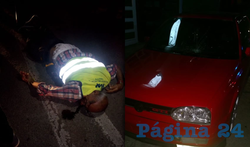 La v&iacute;ctima y el auto que abandon&oacute; el peligroso conductor