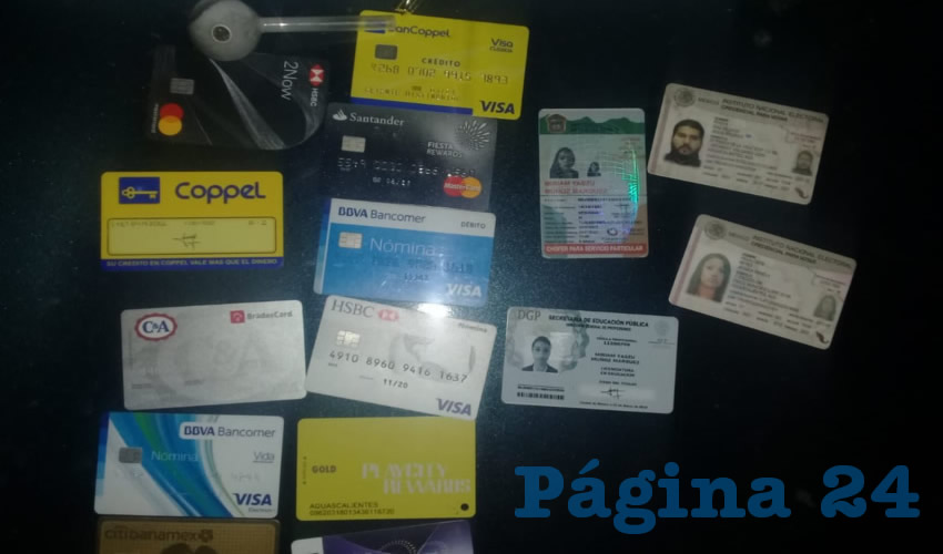 Las tarjetas y credenciales que poseía la ladrona