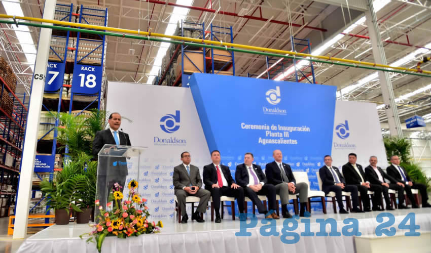 El gobernador del Estado, Martín Orozco Sandoval, inauguró la tercera planta de manufactura de la empresa Donaldson