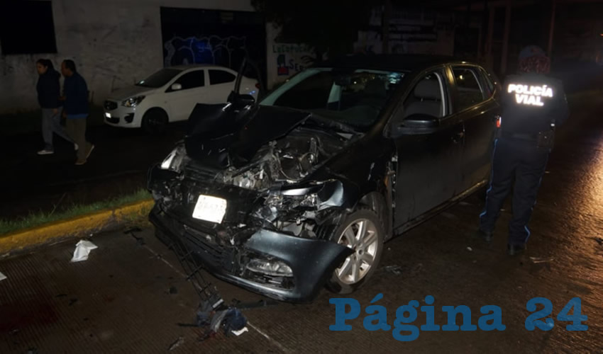 El autom&oacute;vil Volkswagen Polo que manejaba P&aacute;vel S&aacute;nchez Palacios