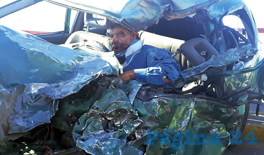 El Chevrolet Chevy que conducía el hoy occiso, Jorge Reyes de Santiago