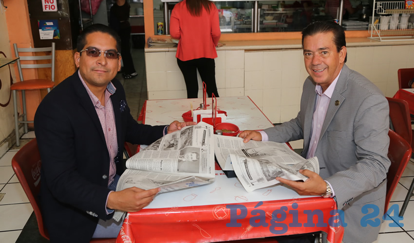 En Fuente de Sodas Mapi almorzaron los diputados locales Alejandro Serrano Almanza y Salvador Pérez Sánchez
