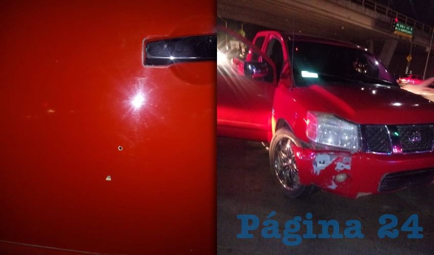 Los pistoleros sólo lograron hacer blanco en la camioneta de la víctima