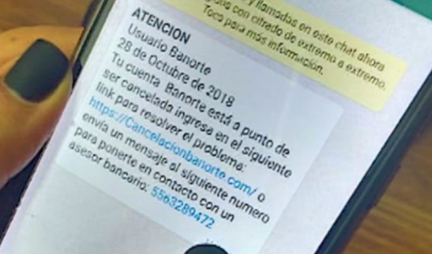 Los mesajes indican que está a punto de ser cancelada su cuenta y debe comunicarse a un número específico o acceder a un link para solucionar la situación