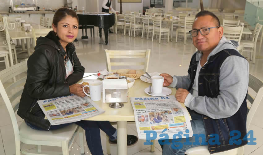 En el restaurante Del Centro desayunaron Judith Quezada y Oscar Mata Anguiano