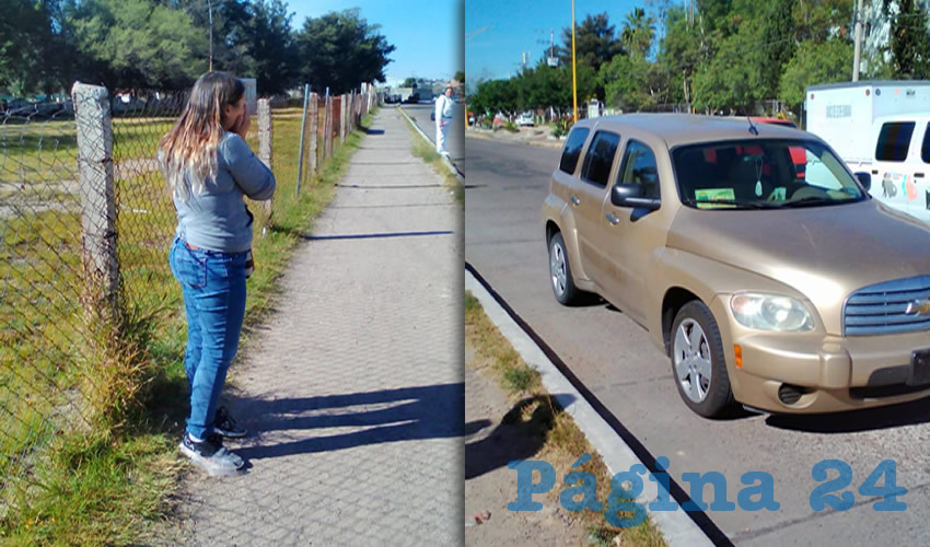 La víctima del atraco y el automóvil que tripulaba