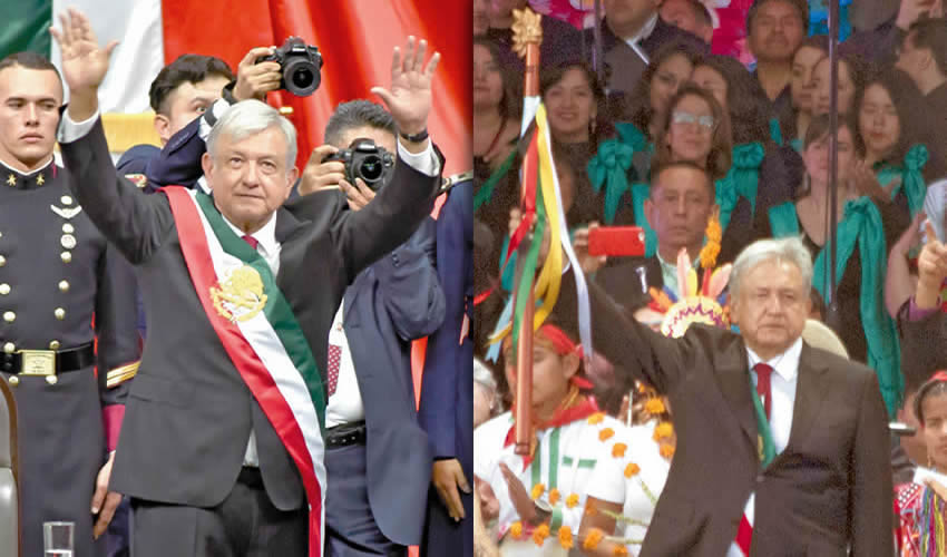 Andrés Manuel López Obrador con la Banda Presidencial | Andrés Manuel López Obrador con el Bastón de Mando (Fotos: Cuartoscuro)