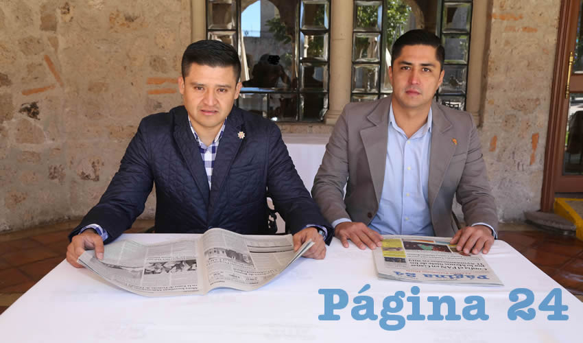En el restaurante del Hotel Quinta Real departieron Heder Guzmán Espejel, diputado local; y Ricardo Torres de la Cruz