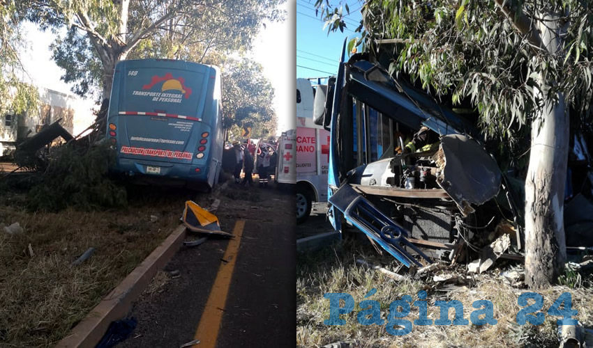 El autobús se estampó contra varios arboles en la carretera federal 45 sur