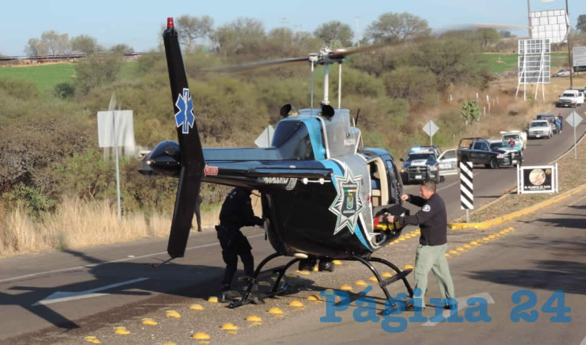 En el helicóptero Halcón 1, María Virginia Pavia Amador fue trasladada a la Clínica 1 del IMSS