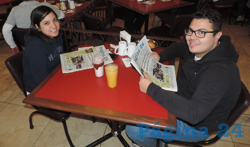 En el restaurante Las Antorchas, desayunaron Andrea Carreón Maravilla y Marco Topete Hernández
