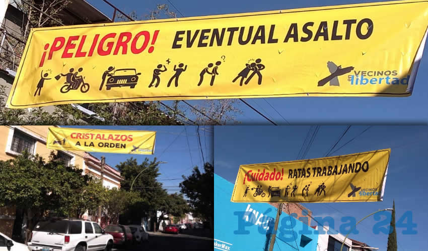 “¡Peligro! Eventual asalto”, “Cristalazos a la orden” y “¡Cuidado!, ratas trabajando” son algunas advertencias que han colocado los vecinos de la colonia Americana para alertar a quienes pasan por las calles sobre la presencia de ladrones, ante la incapacidad de la policía tapatía de garantizar seguridad pública/Fotos: Rafael Hernández Guízar