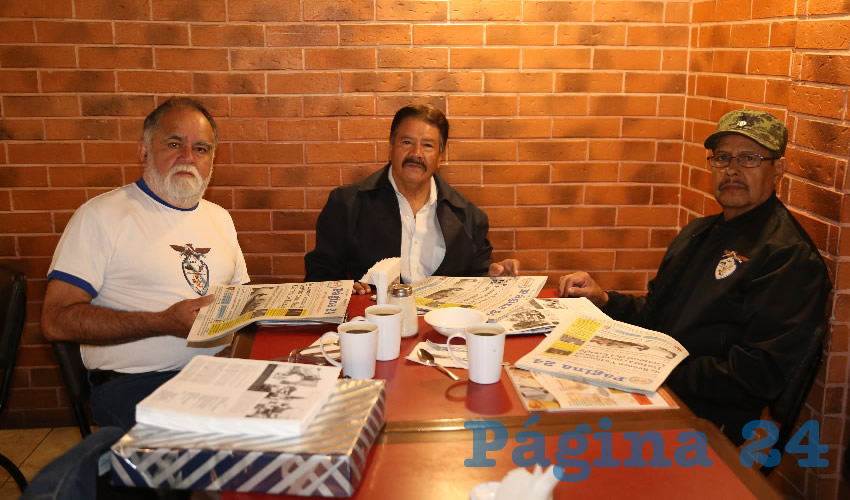 En Las Antorchas almorzaron Antonio Almazán Banda, que nos visita de Reynosa; Enrique Castañón Santana y Martín Escamilla Torres