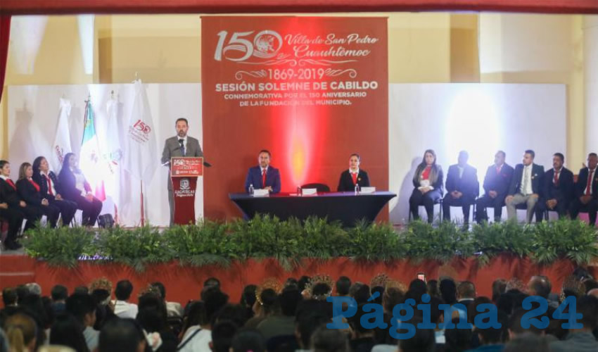 Alejandro Tello: “Hoy, en su aniversario 150, recordemos el significado especial de este municipio. Recordemos los valores de unidad y fraternidad con que se construyó San Pedro Piedra Gorda, hoy Cuauhtémoc, los cuales son indispensables en estos tiempos para vivir con paz y armonía”