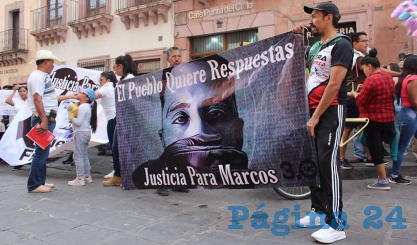 Exigiendo justicia para Marcos García Benavides, asesinado a golpes por elementos de la Fiscalía General de Justicia