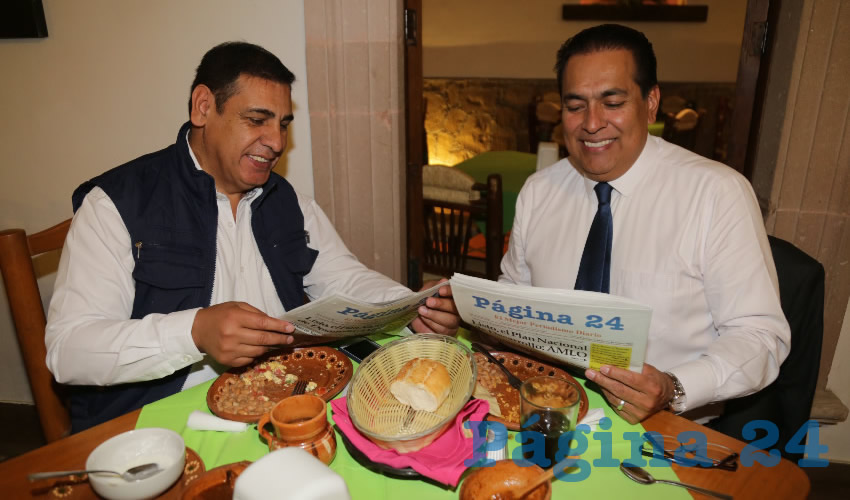 En La Mestiza almorzaron Luis Carlos Ibarra Tejeda y Guillermo Alaniz de Le&oacute;n, diputado local