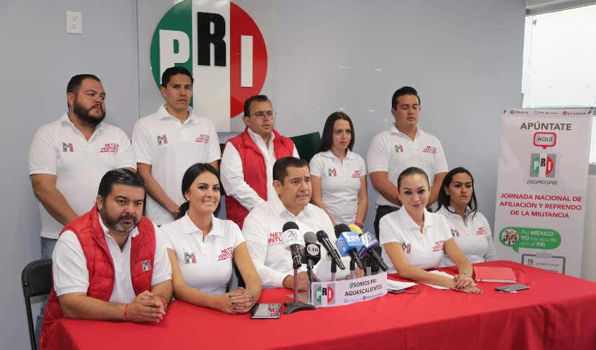 Rueda de prensa del candidato del PRI a la alcad&iacute;a de Aguascalientes Netzahualc&oacute;yotl Ventura Anaya