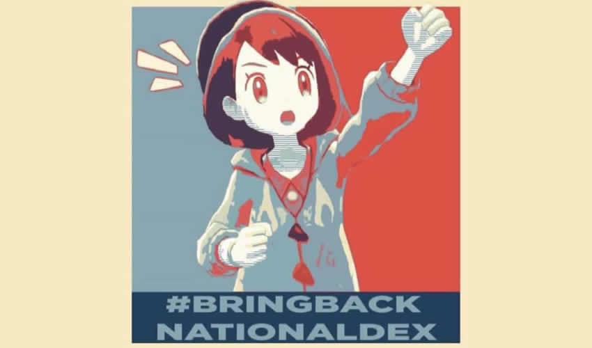 Imagen creada por el fandom de Pokémon a manera de protesta con el hashtag #BringBackNationalDex 