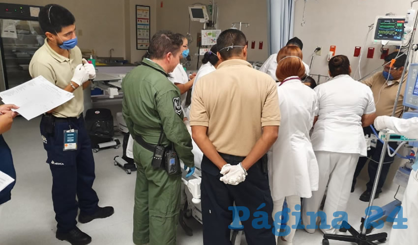 En helicóptero, la víctima fue llevada al Hospital Hidalgo, para intentar salvarla de las garras de la muerte